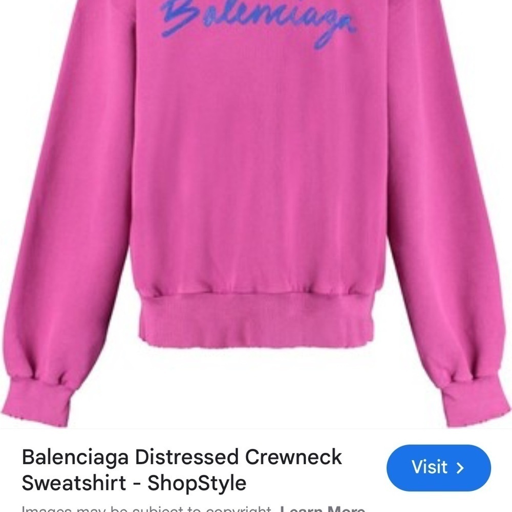 Balenciaga Ladies Dark Fuchsia Brushstroke Logo Print Sweatshirt - Picture 7 of 16